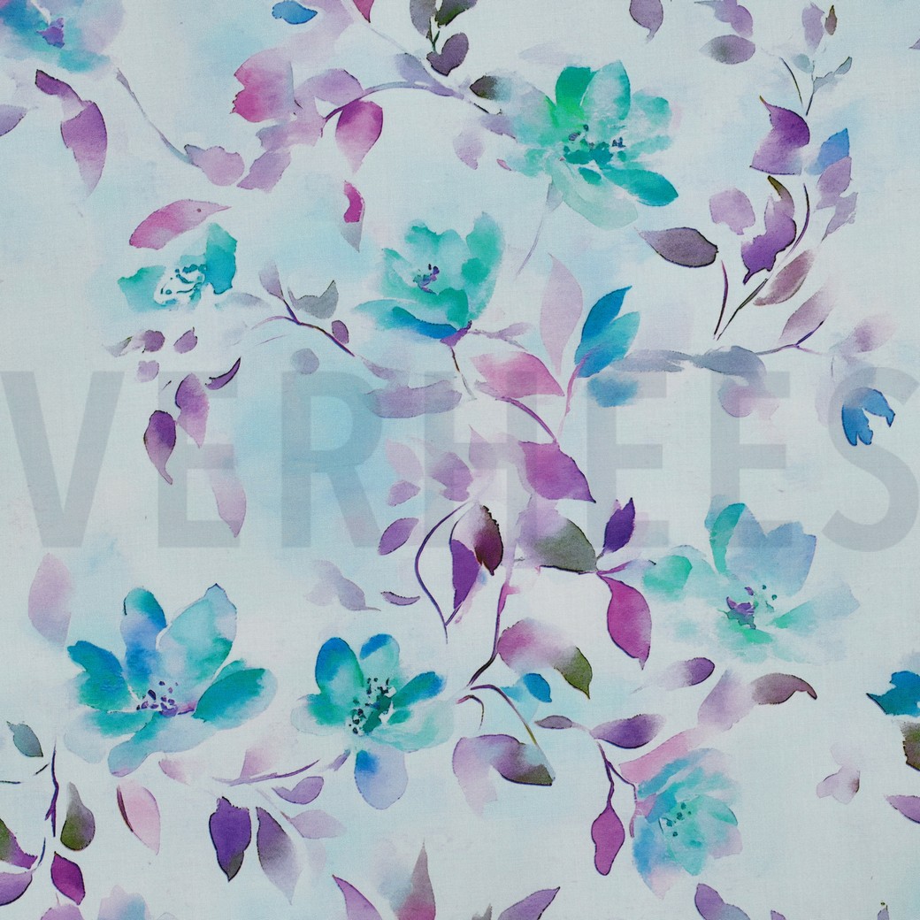VISKOSE RADIANCE DIGITAL BLUMEN HELLBLAU