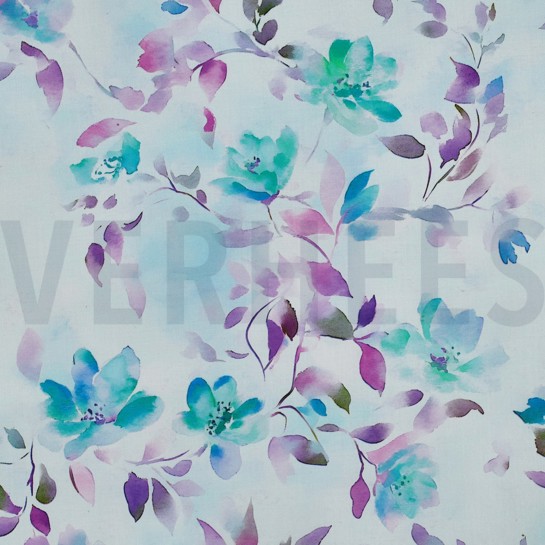VISKOSE RADIANCE DIGITAL BLUMEN HELLBLAU #7