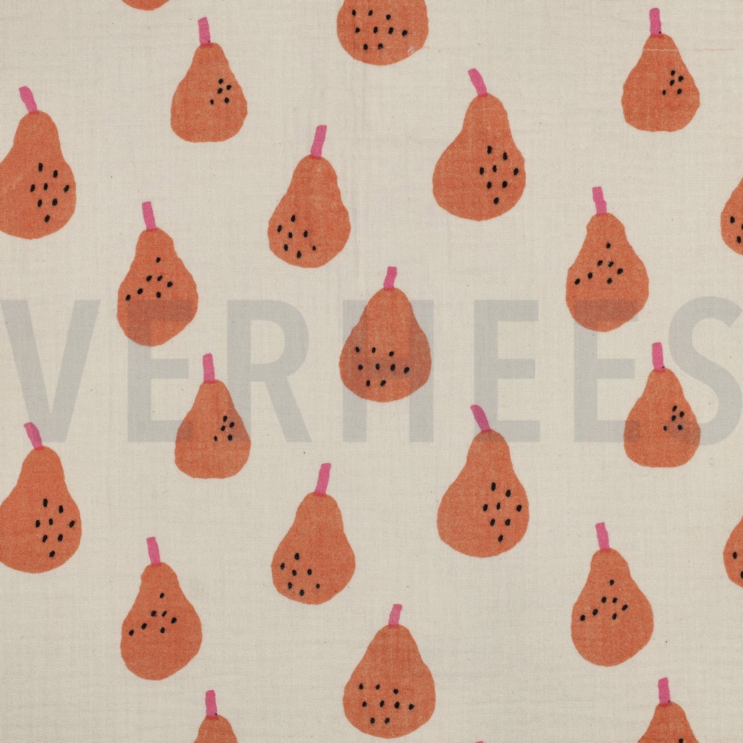 MUSSELIN GOTS BIRNEN JENNIFER BOURON NATUR/PFIRSICH