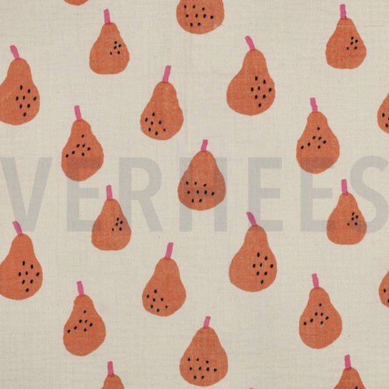 DOUBLE GAUZE GOTS PEREN JENNIFER BOURON NATUREL/PERZIK #7