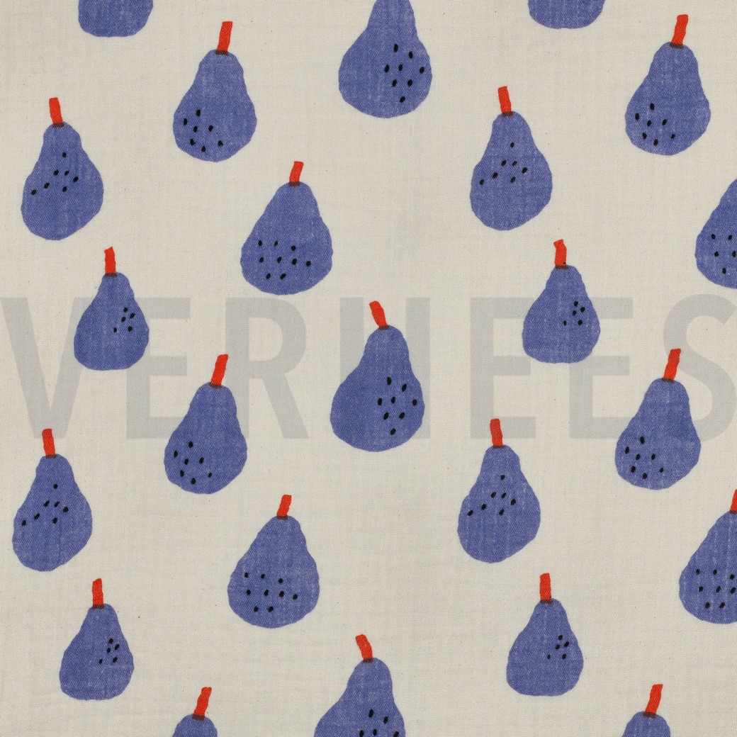 MUSSELIN GOTS BIRNEN JENNIFER BOURON NATUR/BLAU