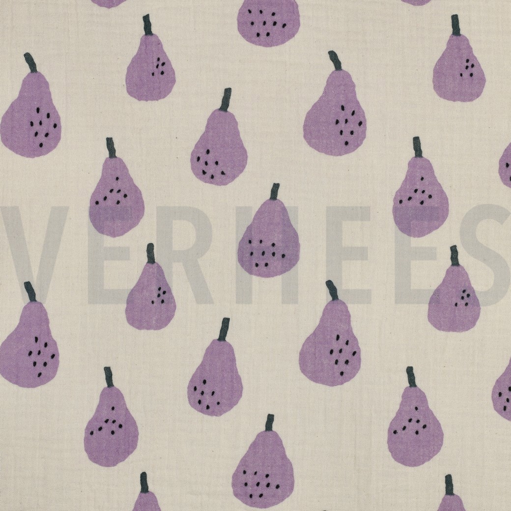 DOUBLE GAUZE GOTS PEREN JENNIFER BOURON NATUREL/LAVENDEL