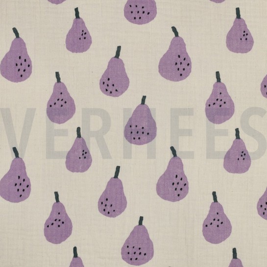 MUSSELIN GOTS BIRNEN JENNIFER BOURON NATUR/LAVENDEL #7