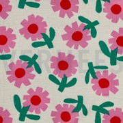 DOUBLE GAUZE GOTS BLOEMEN JENNIFER BOURON NATUREL/ROZE (thumbnail)