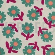 DOUBLE GAUZE GOTS BLOEMEN JENNIFER BOURON NATUREL/GROEN (thumbnail)