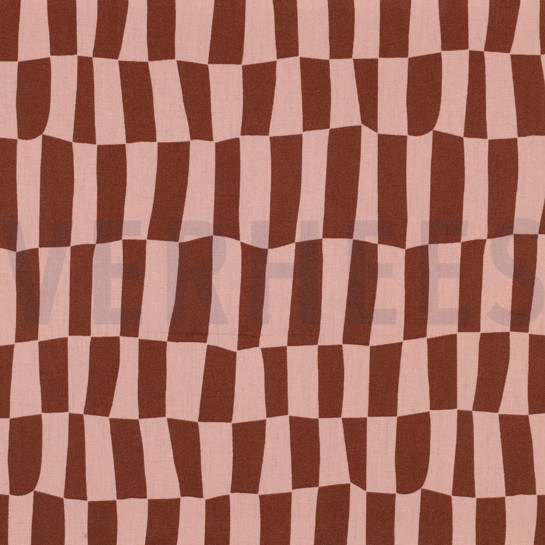 BAUMWOLLE POPELINE GOTS KAROS JENNIFER BOURON ROSA/BRAUN #7