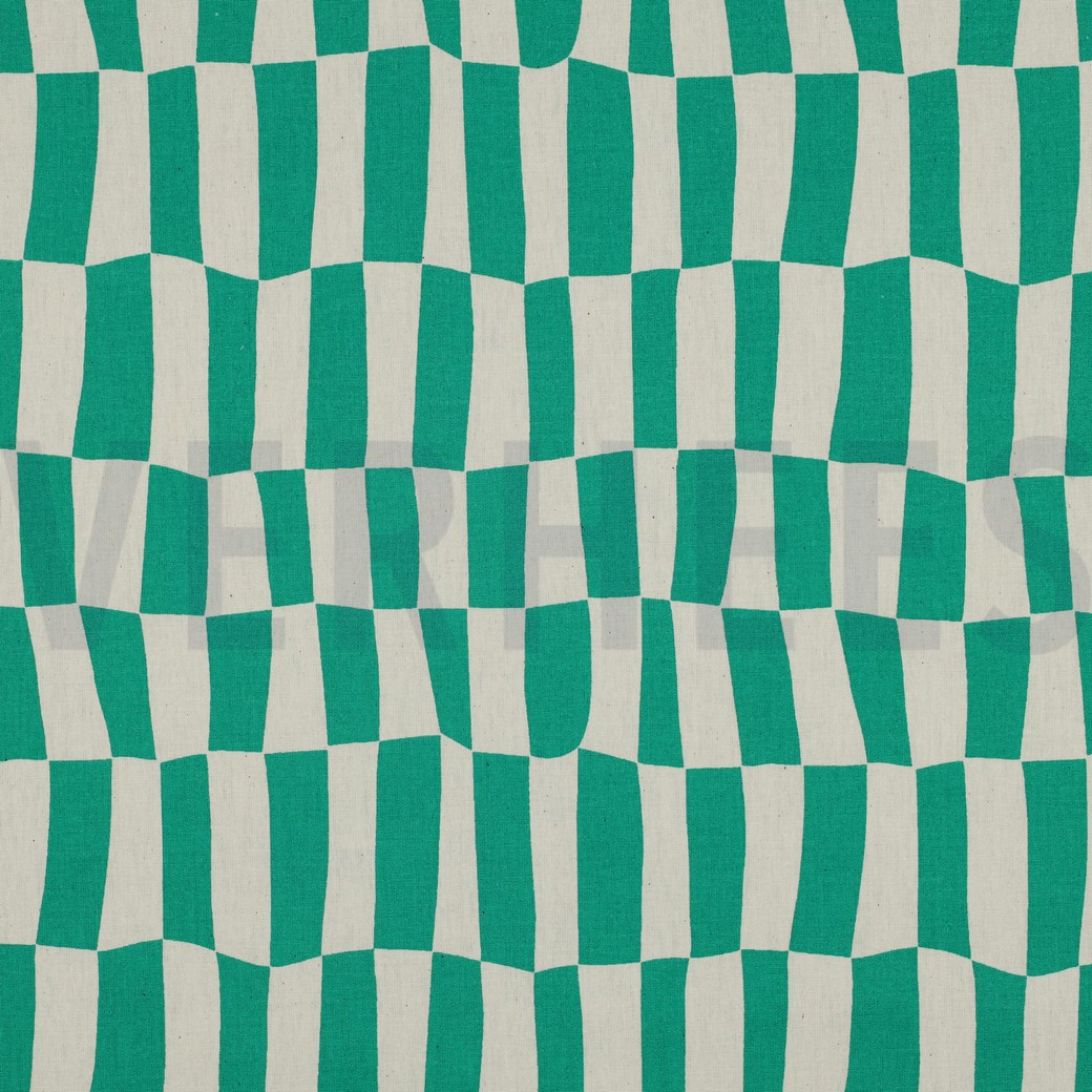 POPELINE DE COTON GOTS CARREAUX JENNIFER BOURON NATUREL/VERT