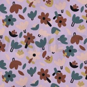 BAUMWOLLE POPELINE GOTS BLUMEN JENNIFER BOURON LAVENDEL (thumbnail)