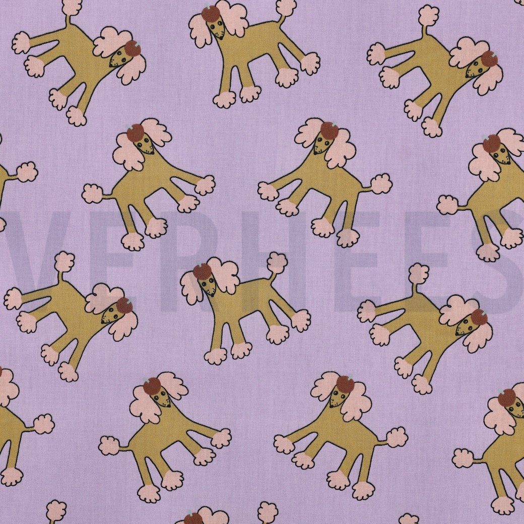 KATOENEN POPLIN GOTS HONDEN JENNIFER BOURON LAVENDEL