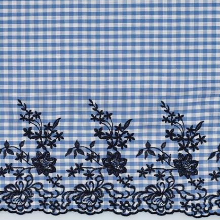COTTON CHECKS ONE-SIDE BORDER ONE-SIDE SCALLOP BLUE (hover)