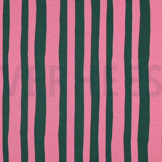 FRENCH TERRY GOTS STREIFEN JENNIFER BOURON GRÜN/ROSA #7