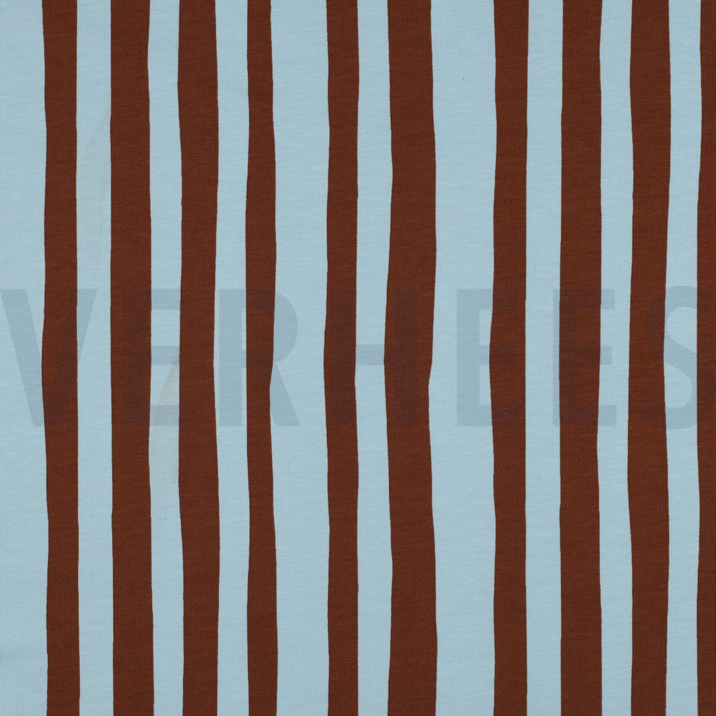 FRENCH TERRY GOTS STRIPES JENNIFER BOURON LIGHT BLUE/BROWN
