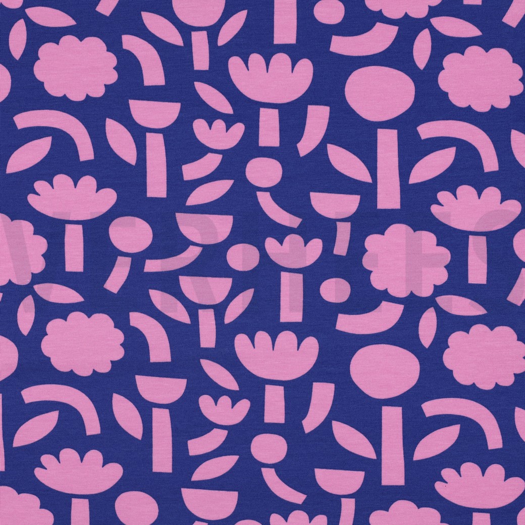 JERSEY GOTS FLOWERS JENNIFER BOURON BLUE