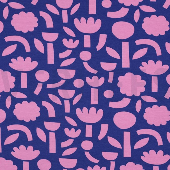 JERSEY GOTS BLUMEN JENNIFER BOURON BLAU #7