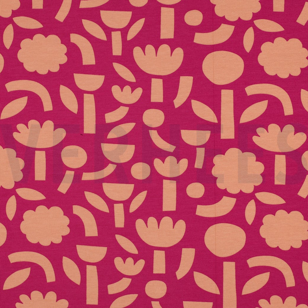 JERSEY GOTS BLOEMEN JENNIFER BOURON FUCHSIA