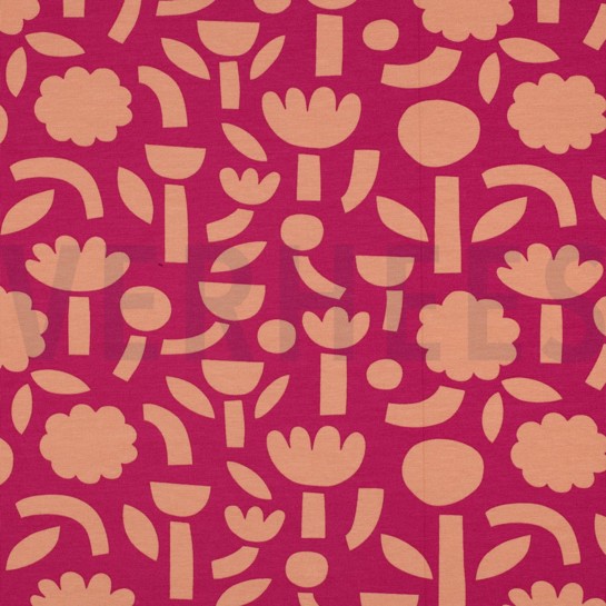 JERSEY GOTS BLUMEN JENNIFER BOURON FUCHSIA #7