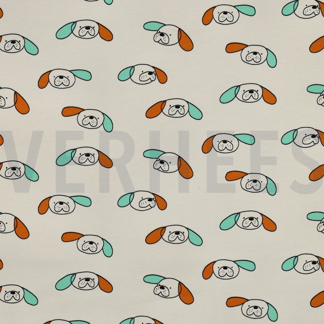 FRENCH TERRY GOTS HUNDE JENNIFER BOURON NATUR/OCKER