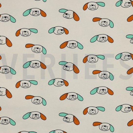 FRENCH TERRY GOTS HUNDE JENNIFER BOURON NATUR/OCKER #7