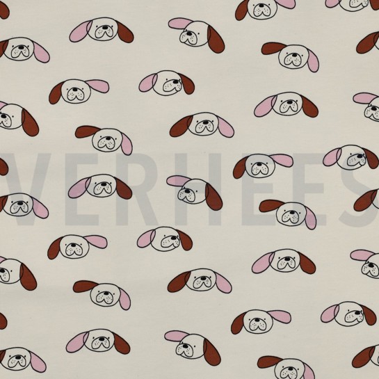 FRENCH TERRY GOTS HUNDE JENNIFER BOURON NATUR/ROSA #7