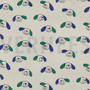 FRENCH TERRY GOTS HUNDE JENNIFER BOURON NATUR/GRÜN (thumbnail)