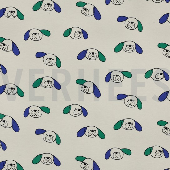 FRENCH TERRY GOTS HUNDE JENNIFER BOURON NATUR/GRÜN #7