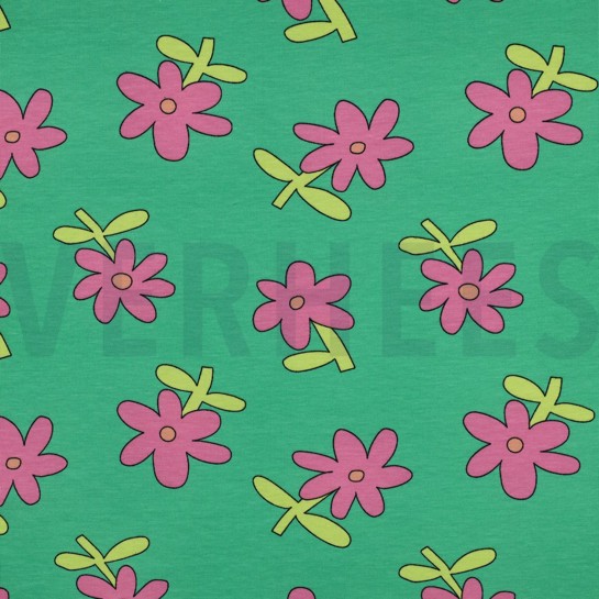 JERSEY GOTS BLUMEN JENNIFER BOURON GRÜN #7