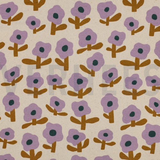 RIPPJERSEY GOTS BLUMEN JENNIFER BOURON NATUR/LAVENDEL #7