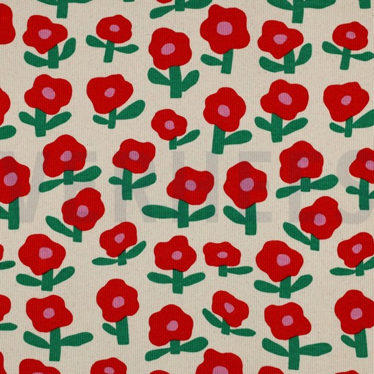 RIPPJERSEY GOTS BLUMEN JENNIFER BOURON NATUR/ORANGE #7