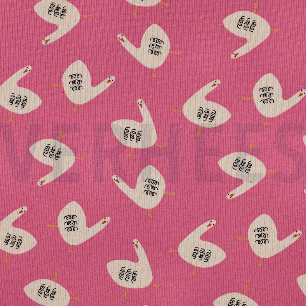 RIPPJERSEY GOTS GÄNSE JENNIFER BOURON FUCHSIA