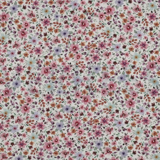 FEIN GEWEBTE BAUMWOLLPOPELINE DIGITAL BLUMEN WEISS #7