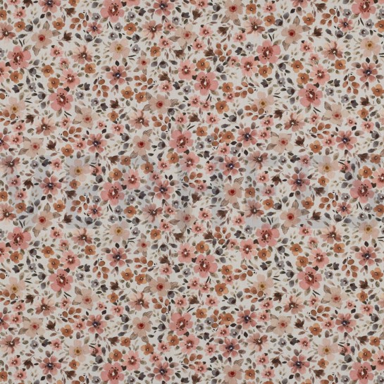 FEIN GEWEBTE BAUMWOLLPOPELINE DIGITAL BLUMEN PFIRSICH #7