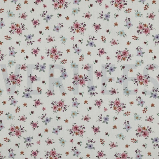 FEIN GEWEBTE BAUMWOLLPOPELINE DIGITAL BLUMEN WEISS #7