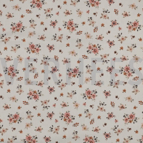 FEIN GEWEBTE BAUMWOLLPOPELINE DIGITAL BLUMEN PFIRSICH #7