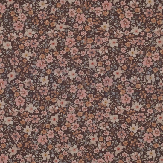 FEIN GEWEBTE BAUMWOLLPOPELINE DIGITAL BLUMEN BRAUN #7