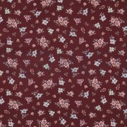 FEIN GEWEBTE BAUMWOLLPOPELINE DIGITAL BLUMEN BORDEAUXROT (thumbnail)