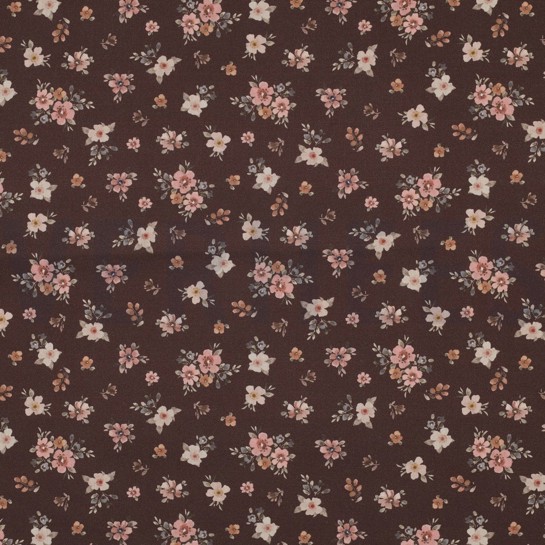 FEIN GEWEBTE BAUMWOLLPOPELINE DIGITAL BLUMEN BRAUN #7
