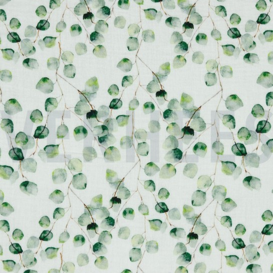 DOUBLE GAZE DE COTON GOTS DIGITAL  EUCALYPTUS BLANC #7