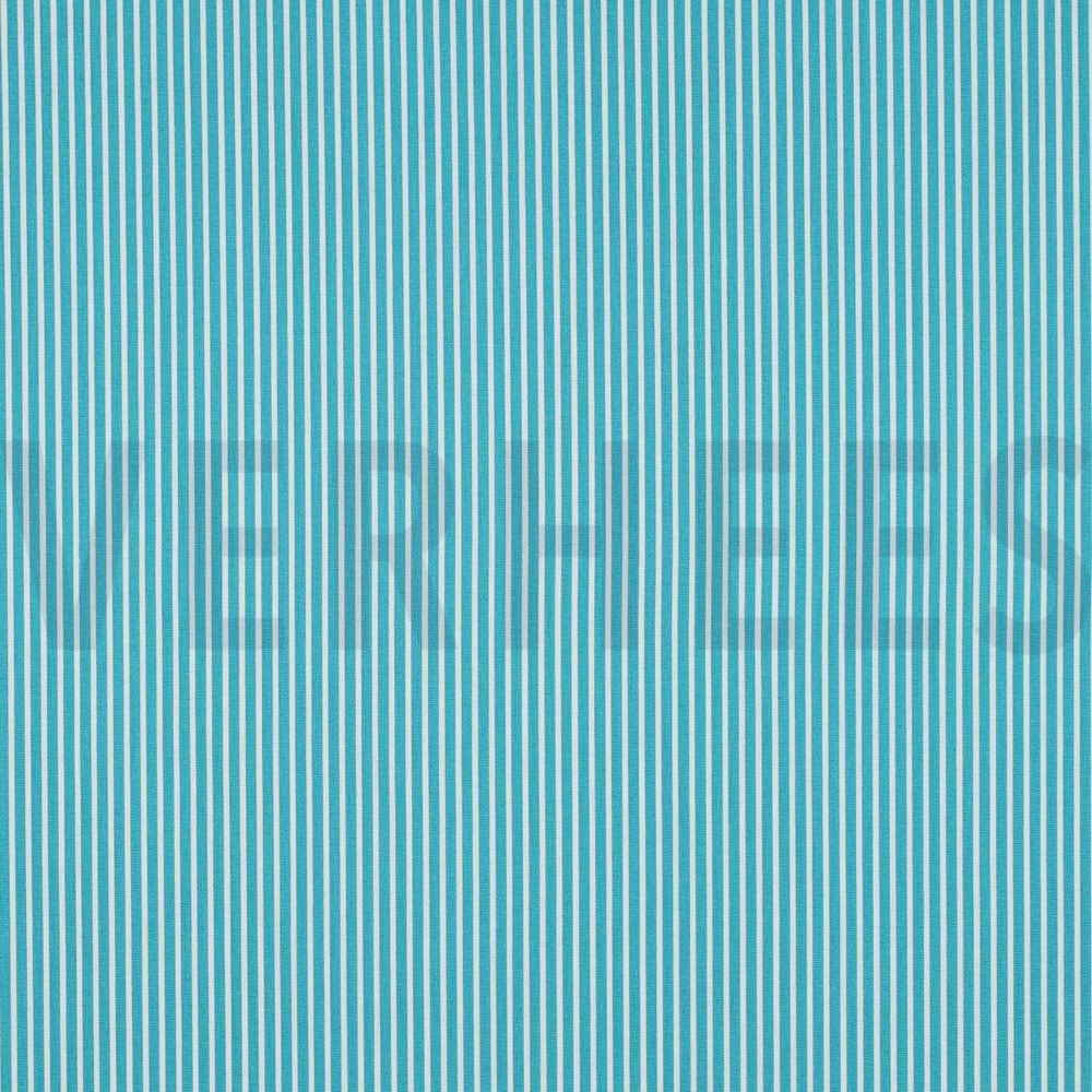 KATOENEN POPLIN STREPEN TURKOISE