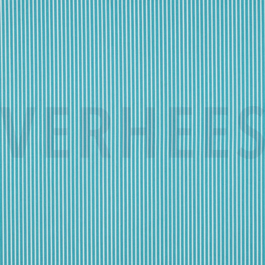 KATOENEN POPLIN STREPEN TURKOISE #7