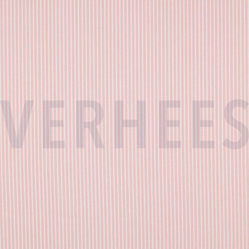 KATOENEN POPLIN STREPEN OUDROZE