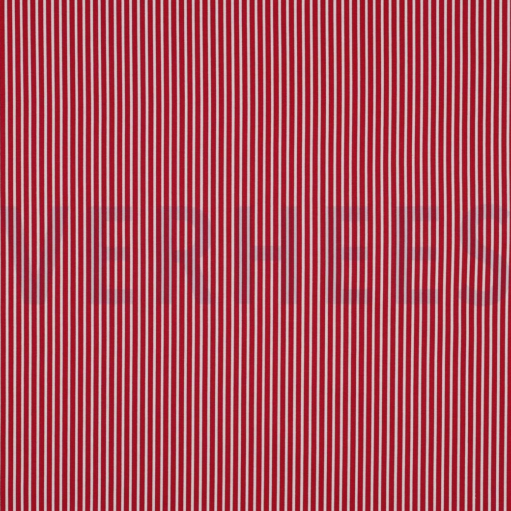 KATOENEN POPLIN STREPEN KERSENROOD