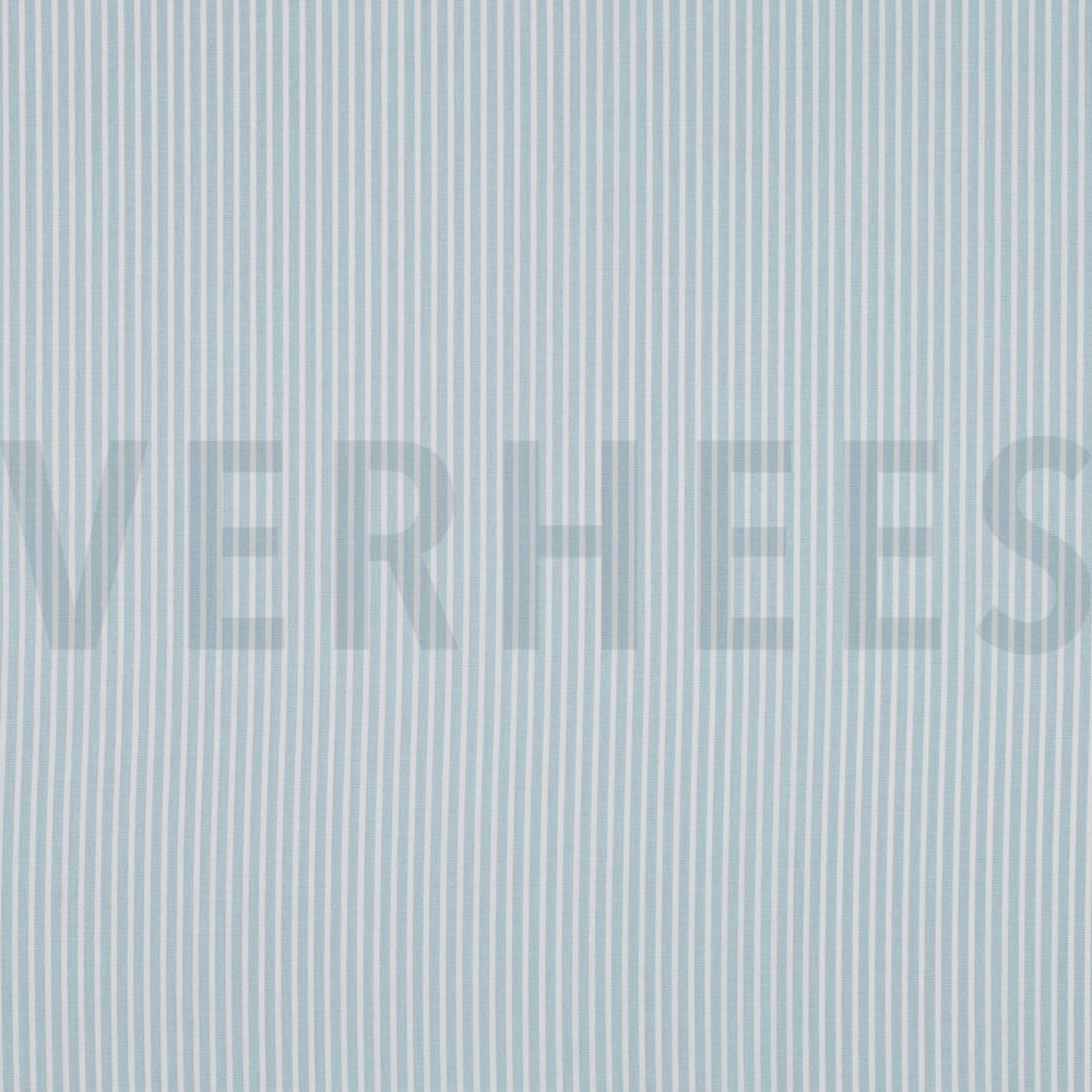 KATOENEN POPLIN STREPEN LICHTBLAUW