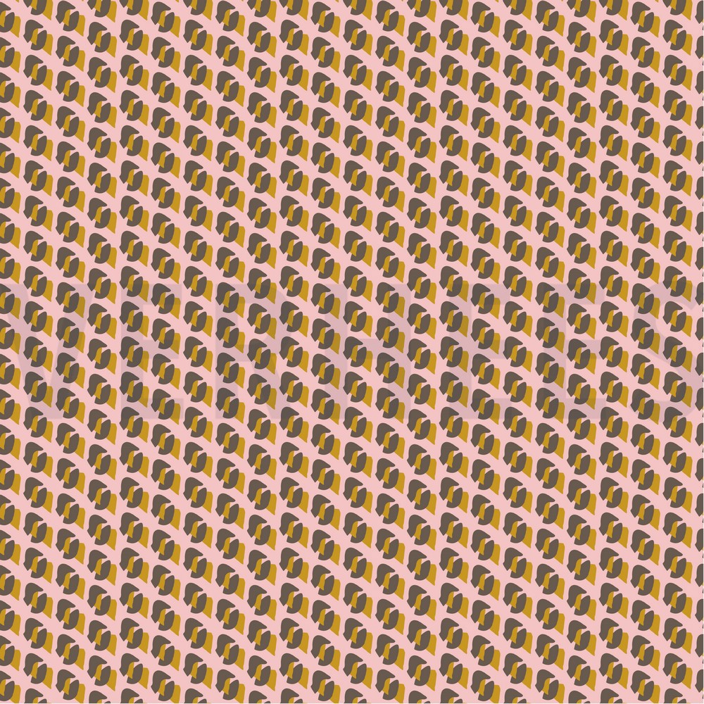 KATOENEN POPLIN GRAFISCHE STIPPEN LICHTROZE/OUDROZE