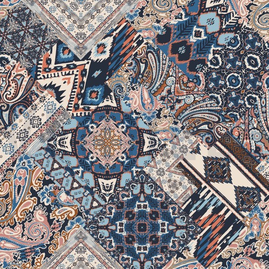 VISCOSE RADIANCE DIGITAL ETHNIC PATCH ECRU #7