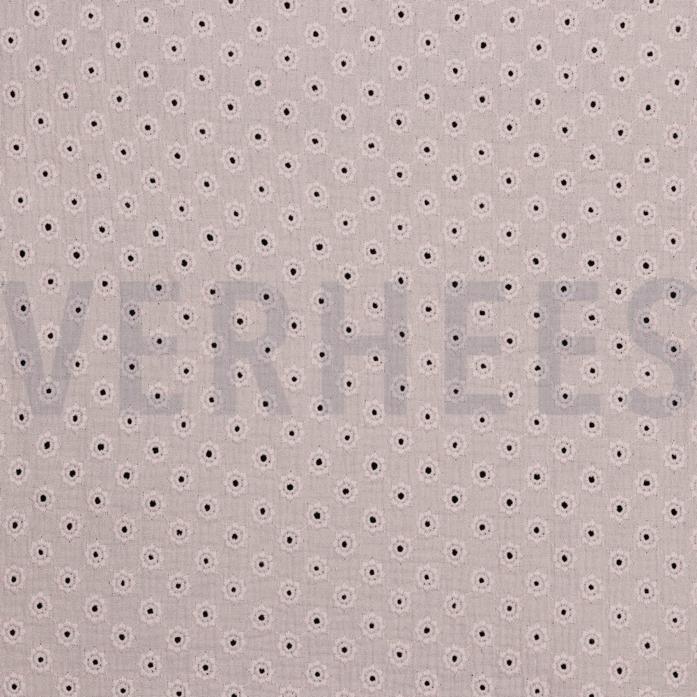 MUSSELIN STICKEREI BLUMEN SANFTROSA