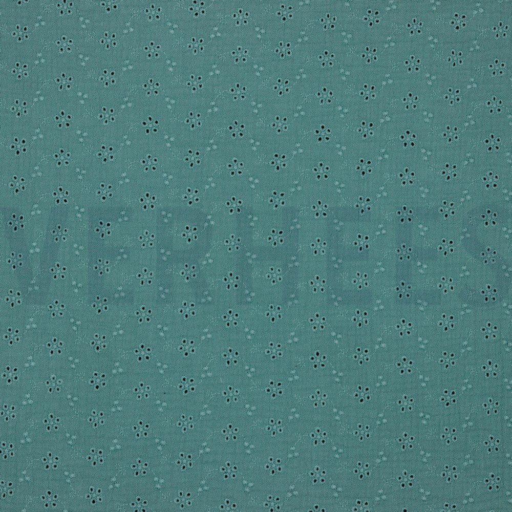 DOUBLE GAUZE EMBROIDERY BLOEMEN GROEN