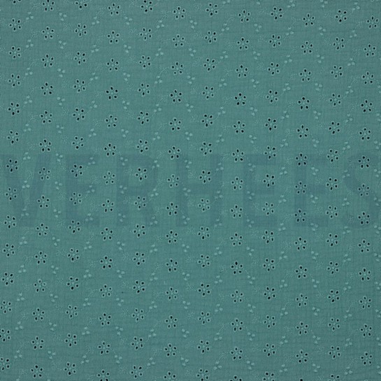 DOUBLE GAUZE EMBROIDERY BLOEMEN GROEN #7