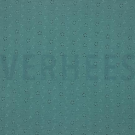 DOUBLE GAUZE EMBROIDERY BLOEMEN GROEN (hover)