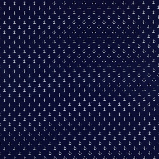 KATOENEN POPLIN KLEINE ANKERS KOBALTBLAUW #7