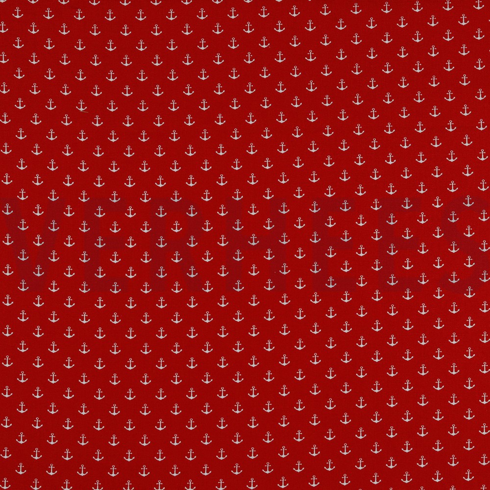 POPLIN PETIT ANCHORS RED